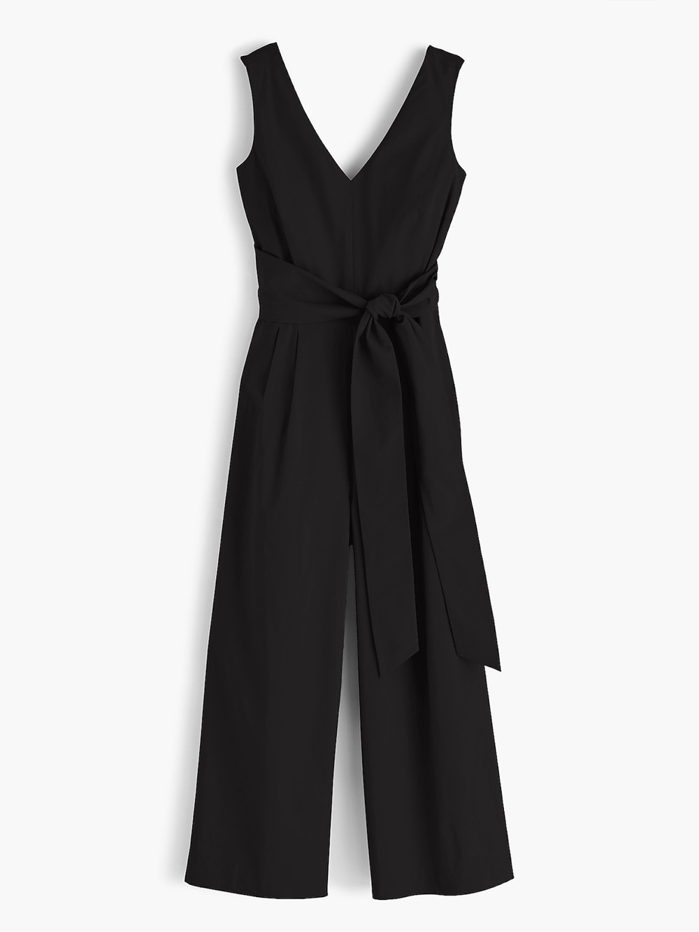 J.Crew black crop wide leg wrap tie stretch poplin tailored v neck jumpsuit 00